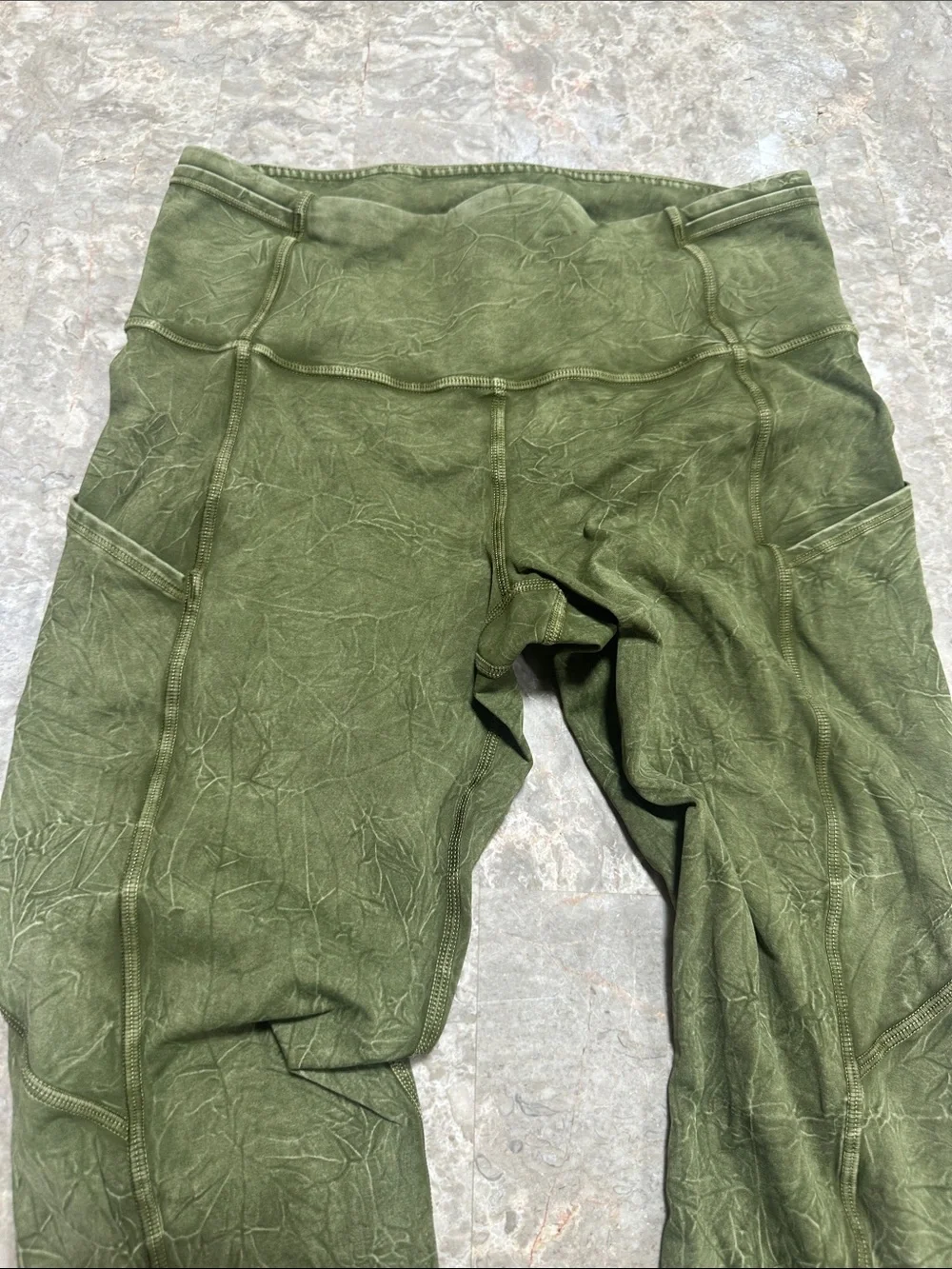 lululemon athletica  Olive Green Textured Pocket Leggings